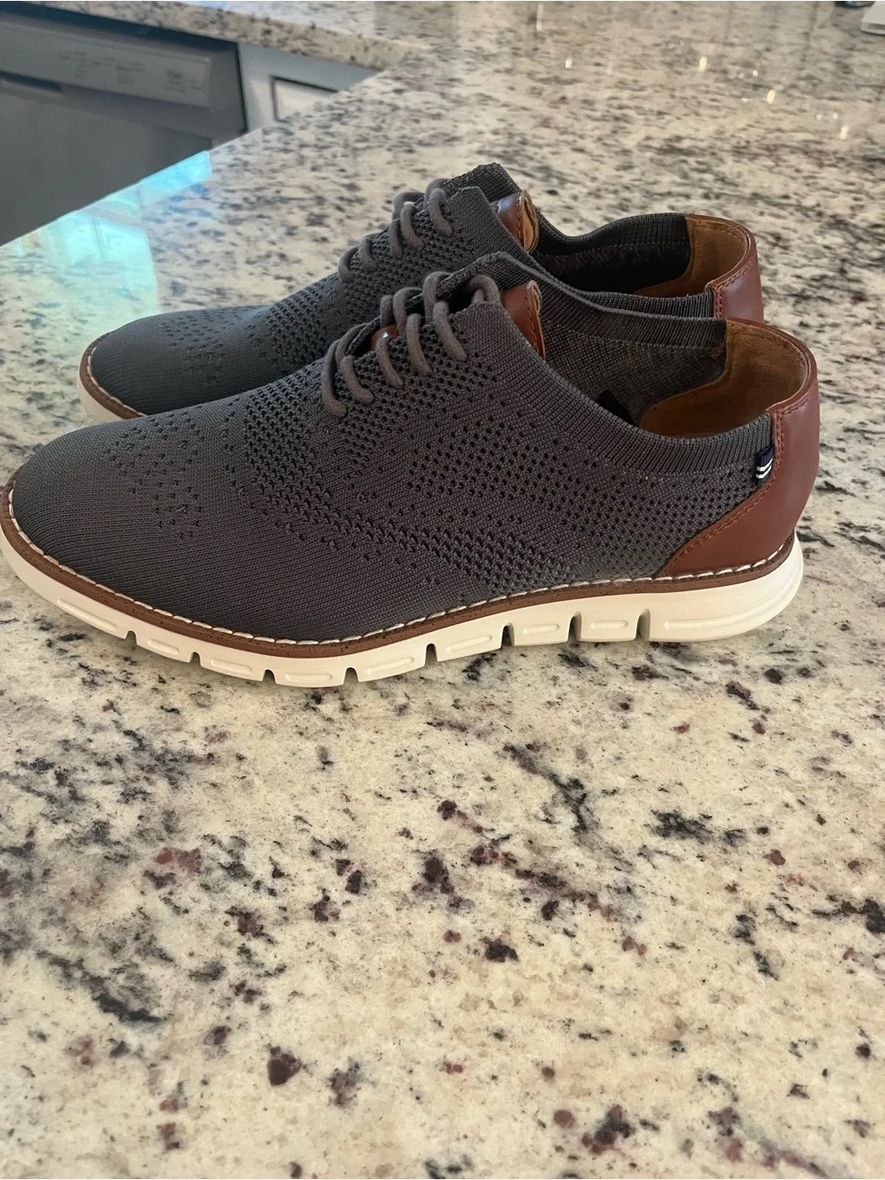 NAUTICA Men’s Black Shoes 9 Knit Brown Leather Casual Dress